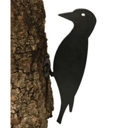 Poppyforge Woodpecker on Base - Steel - W45.7 x H121.9 cm - Powder Coated Black