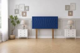 "Sloomy Somerset Plush 26"" Strutted Headboard in Navy - Size: Super King" - thumbnail 1