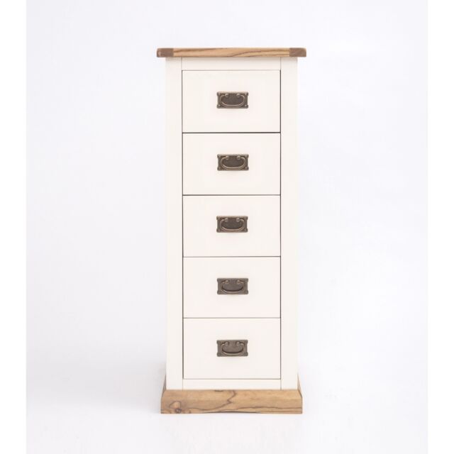 Cabinet Bits Tropea 5 Drawer Narrow Chest of Drawers Bras Drop Handle in Off-White - image 1