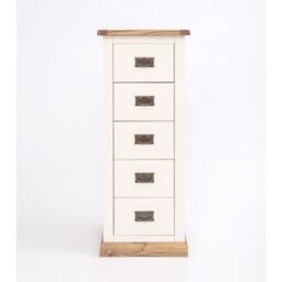 Cabinet Bits Tropea 5 Drawer Narrow Chest of Drawers Bras Drop Handle in Off-White - thumbnail 1