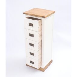 Cabinet Bits Tropea 5 Drawer Narrow Chest of Drawers Bras Drop Handle in Off-White - thumbnail 5