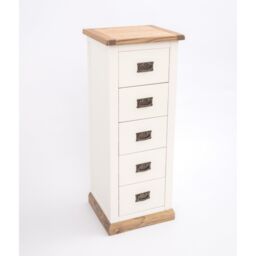 Cabinet Bits Tropea 5 Drawer Narrow Chest of Drawers Bras Drop Handle in Off-White - thumbnail 4