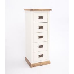 Cabinet Bits Tropea 5 Drawer Narrow Chest of Drawers Bras Drop Handle in Off-White - thumbnail 3