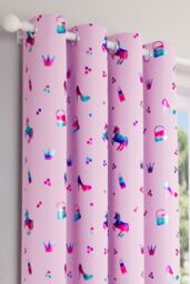 Enhanced Living Charm Pink Kids Curtain - Unicorns, Thermal, Eyelet, Room Darkening - Size: 168 cm width x 183 cm drop - thumbnail 2