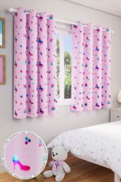 Enhanced Living Charm Pink Kids Curtain - Unicorns, Thermal, Eyelet, Room Darkening - Size: 168 cm width x 183 cm drop