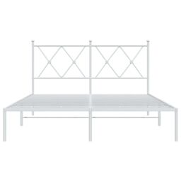 Berkfield Home Metal Bed Frame without Mattress with Headboard White 140x190cm - Size: 140x190 cm - thumbnail 4