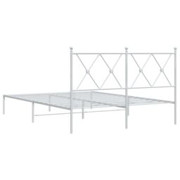 Berkfield Home Metal Bed Frame without Mattress with Headboard White 140x190cm - Size: 140x190 cm - thumbnail 6