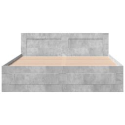 Berkfield Home Bed Frame with Headboard without Mattress Concrete Grey 160x200 cm - thumbnail 5