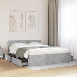 Berkfield Home Bed Frame with Headboard without Mattress Concrete Grey 160x200 cm