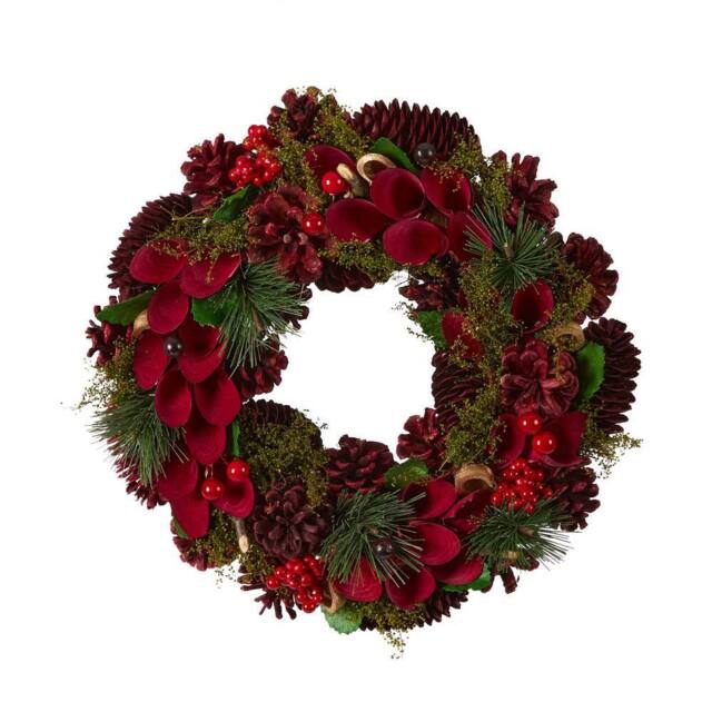 Dibor 30cm Cluster Berries Xmas Decor Front Door Wreath Christmas Wreath in Red - image 1
