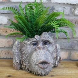 Gifts Direct 2 U Resin Monkey Head Planter - 'Hear No Evil' in Stone - thumbnail 2