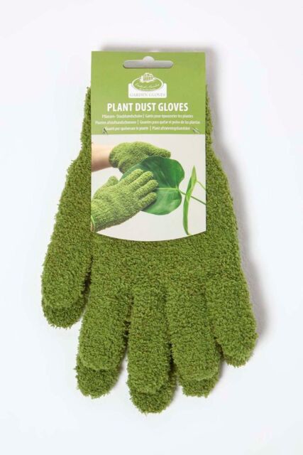 Homescapes Microfibre Dusting Gloves for Artificial Plants, Green - image 1