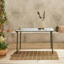 sweeek Metal Garden Table For 4 People in Khaki