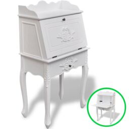 Berkfield Home Wooden French Secretary Desk in White - thumbnail 2