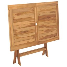 Berkfield Home Folding Garden Table 120x70x75 cm Solid Teak Wood in Brown - Size: 120 x 70 x 75 cm - thumbnail 4