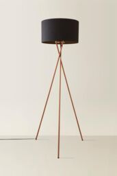 ValueLights Camden Copper Metal Tripod Floor Lamp with Black Drum Lamp Shade - thumbnail 3