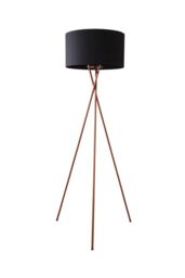ValueLights Camden Copper Metal Tripod Floor Lamp with Black Drum Lamp Shade - thumbnail 6