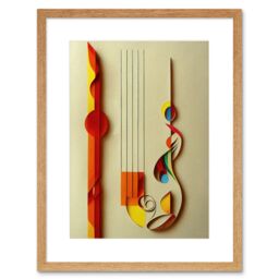 "Artery8 Wall Art Print Kandinsky Inspired Abstract Musical Symbol Clefs Music Yellow Turquoise Orange Artwork Framed 9X7 Inch - Size: W7"" x H9""" - thumbnail 1