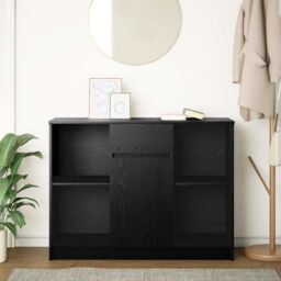 Berkfield Home Sideboard with Drawer Black Oak 101x35x76 cm Engineered Wood - Size: 101 x 35 x 76 cm - thumbnail 3