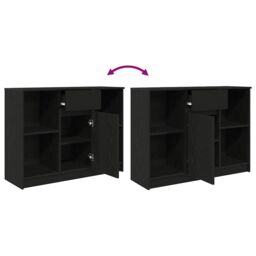 Berkfield Home Sideboard with Drawer Black Oak 101x35x76 cm Engineered Wood - Size: 101 x 35 x 76 cm - thumbnail 9