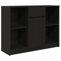 Berkfield Home Sideboard with Drawer Black Oak 101x35x76 cm Engineered Wood - Size: 101 x 35 x 76 cm - thumbnail 2