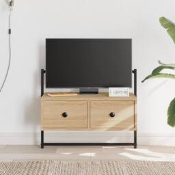 Berkfield Home TV Cabinet Wall-mounted Sonoma Oak 60.5x30x51 cm Engineered Wood in Tan - thumbnail 2