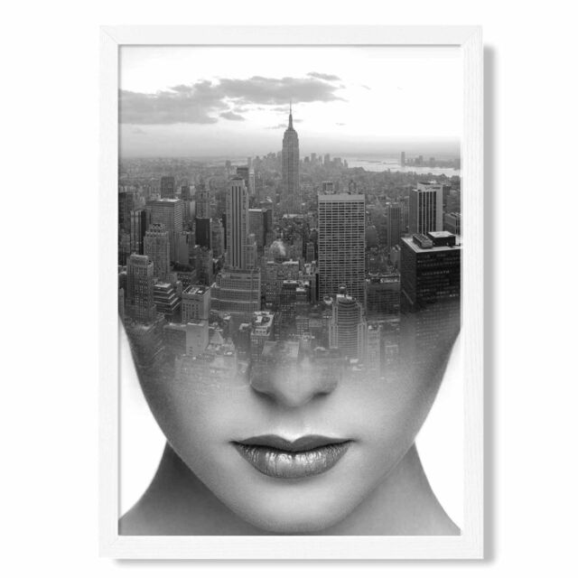 ARTZE Abstract & City Scape Fashion Black & White Photo Framed Print SIZE: A4 with White Frame - image 1