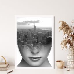 ARTZE Abstract & City Scape Fashion Black & White Photo Framed Print SIZE: A4 with White Frame - thumbnail 2