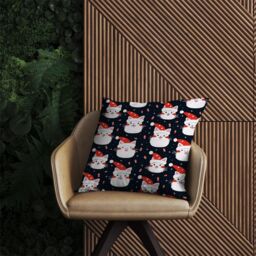 Warren Reed - Designer Cute Cats Wearing Santa Claus Hats Outdoor Cushion in Red - Size: 45 cm x 45 cm - thumbnail 2