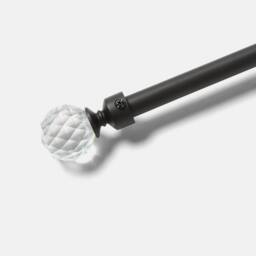 OHS Crystal Ball Finial Curtain Pole Extendable 16mm Metal Rod 120-220cm in Black - Size: 120 cm - 210 cm - thumbnail 2