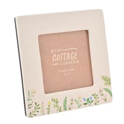 "The Cottage Garden Floral Print Ceramic Photo Frame 4"" x 4"" in Off-White" - thumbnail 2