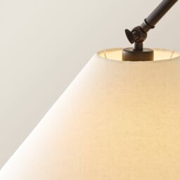 ValueLights Layla Adjustable Angled Floor Lamp with Tapered Linen Shade & Bulb in Black - thumbnail 4