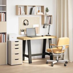 Berkfield Home Desk NOAIN A-Shaped Legs 120x50x75 cm Solid Wood Pine in Brown - Size: 120 x 50 x 75 cm - thumbnail 2