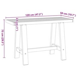 Berkfield Home Desk NOAIN A-Shaped Legs 120x50x75 cm Solid Wood Pine in Brown - Size: 120 x 50 x 75 cm - thumbnail 9