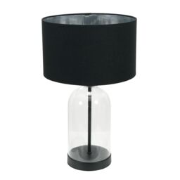 ValueLights Jessy Glass with Black Trim Table Lamp with Black with Chrome Inner Lamp Shade - thumbnail 2