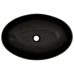 Berkfield Home Durable Countertop Basin Black & Blue Oval 56.5x36.5x13.5 cm Ceramic - thumbnail 6