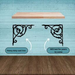 Marco Paul Pair of Medium Brown Victorian Cast Iron Wall Shelf in Black - thumbnail 4