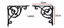 Marco Paul Pair of Medium Brown Victorian Cast Iron Wall Shelf in Black - thumbnail 2