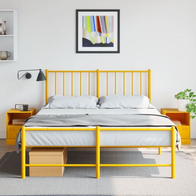 Berkfield Home Bedside Cabinets 2 pcs Mustard Yellow 34.5x39x44 cm Steel - image 1