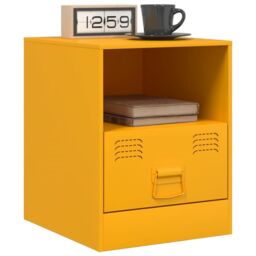 Berkfield Home Bedside Cabinets 2 pcs Mustard Yellow 34.5x39x44 cm Steel - thumbnail 3