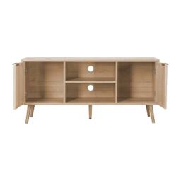 sweeek 120cm TV unit woodenn effect rounded cane rattan 2 doors in Brown - thumbnail 8