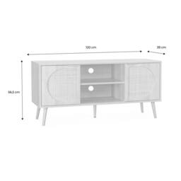 sweeek 120cm TV unit woodenn effect rounded cane rattan 2 doors in Brown - thumbnail 5
