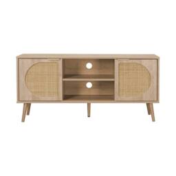 sweeek 120cm TV unit woodenn effect rounded cane rattan 2 doors in Brown - thumbnail 7