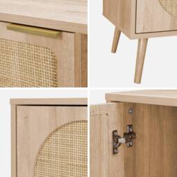 sweeek 120cm TV unit woodenn effect rounded cane rattan 2 doors in Brown - thumbnail 9