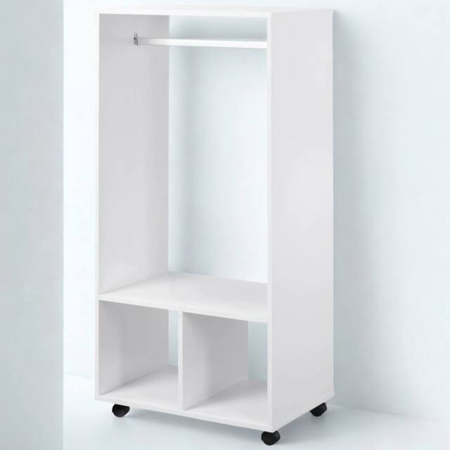 Pirlo Plush Open Wardrobe Clothes Rail With Storage Shelves on Wheels White - image 1