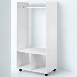 Pirlo Plush Open Wardrobe Clothes Rail With Storage Shelves on Wheels White - thumbnail 1