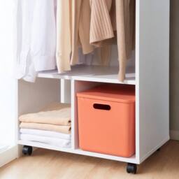 Pirlo Plush Open Wardrobe Clothes Rail With Storage Shelves on Wheels White - thumbnail 5