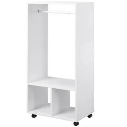 Pirlo Plush Open Wardrobe Clothes Rail With Storage Shelves on Wheels White - thumbnail 7