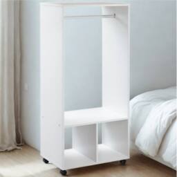 Pirlo Plush Open Wardrobe Clothes Rail With Storage Shelves on Wheels White - thumbnail 6