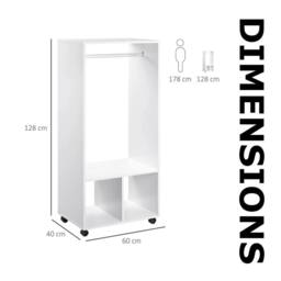 Pirlo Plush Open Wardrobe Clothes Rail With Storage Shelves on Wheels White - thumbnail 8